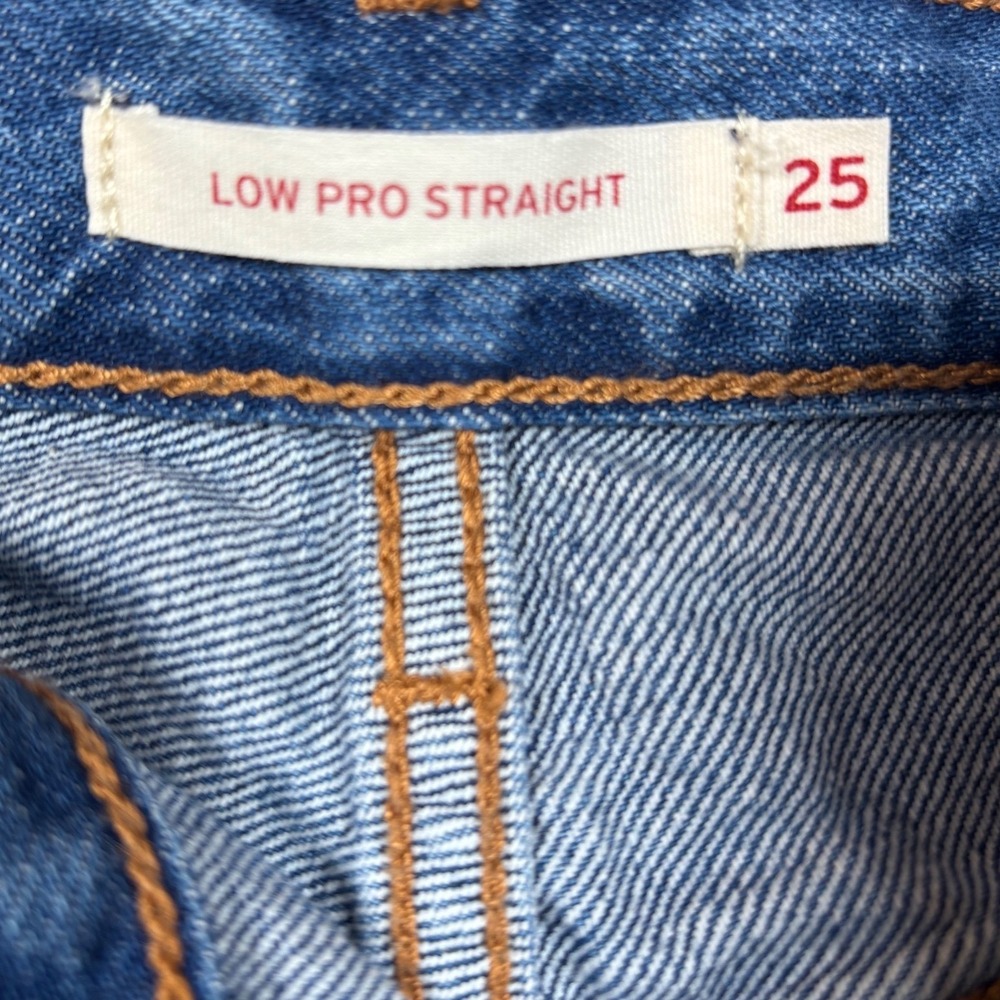 Levi's Low Pro Straight Leg Jeans Women's Size 25 Blue Distressed Ripped - Picture 9 of 16